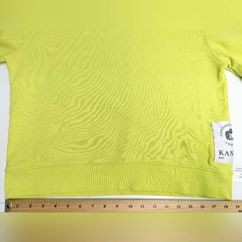 Kanuk Koroc crewneck Sweatshirt Lime Green 100% Cotton Canada size XS - Picture 9 of 12